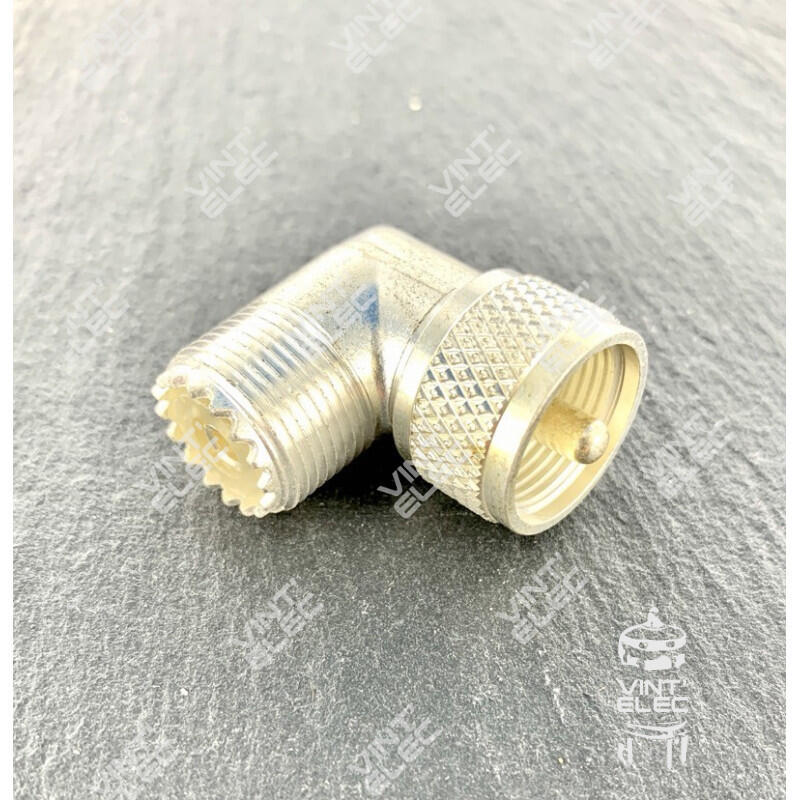 ADAPTATEUR PL259 MÂLE-FEMELLE COUDÉE- VERSION ARGENTÉ