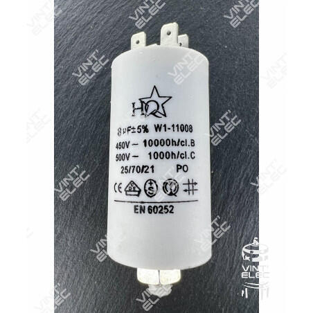 CONDENSATEUR DE DEMARRAGE 8MF 8UF 450V 500V 5% -  Preprod - Tubes...
