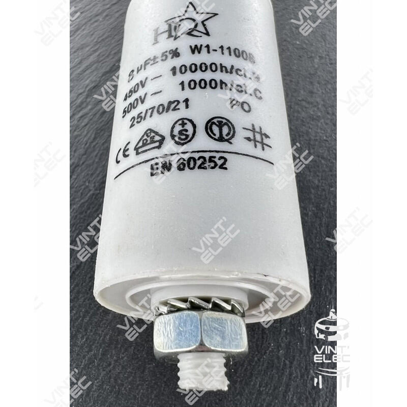CONDENSATEUR DE DEMARRAGE 8MF 8UF 450V 500V 5% -  Preprod - Tubes...