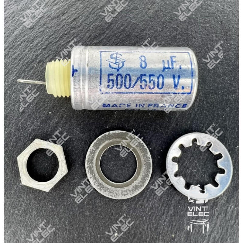 CONDENSATEUR VINTAGE A VISSER 8MF 8UF 8µF 500V 550V -  Preprod - ...