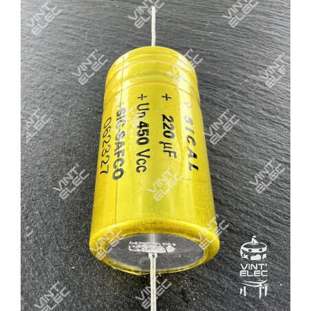 CONDENSATEUR SICAL 220MF 220UF 220µF 450V SIC SAFCO AXIAL -  Vint'E...