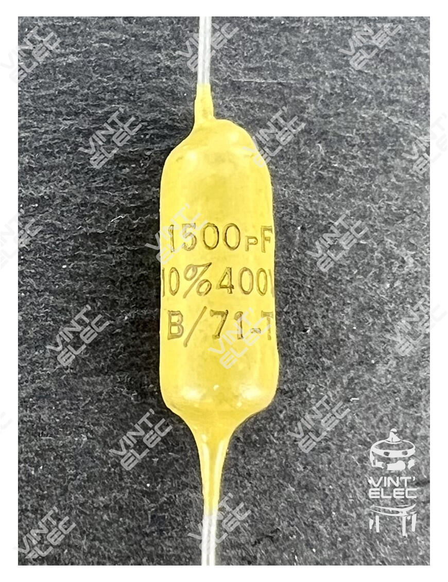 CONDENSATEUR MOUTARDE 1500PF 1.5NF 400V 10% -  Preprod - Tubes él...