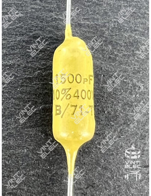 CONDENSATEUR MOUTARDE 1500PF 1.5NF 400V 10% -  Preprod - Tubes él...