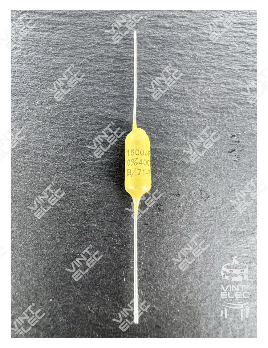 CONDENSATEUR MOUTARDE 1500PF 1.5NF 400V 10% -  Preprod - Tubes él...