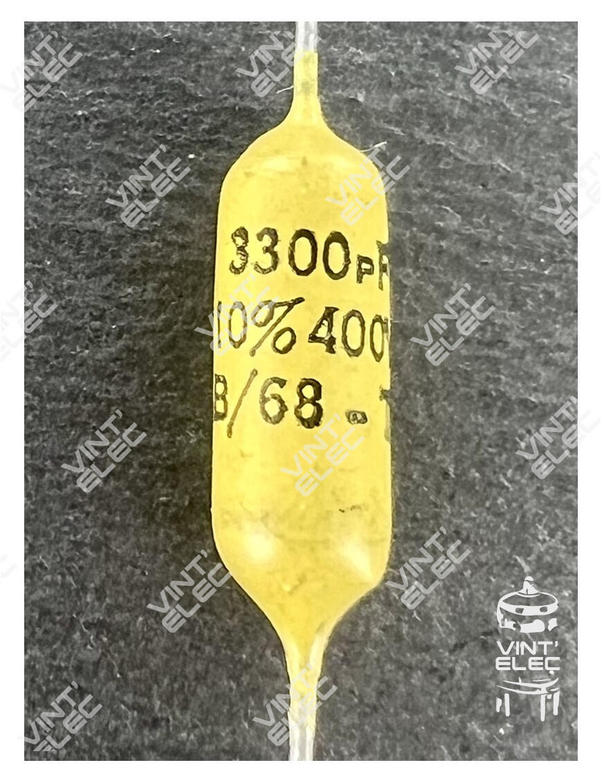 CONDENSATEUR MOUTARDE 3300PF 3.3NF 400V 10% -  Preprod - Tubes él...