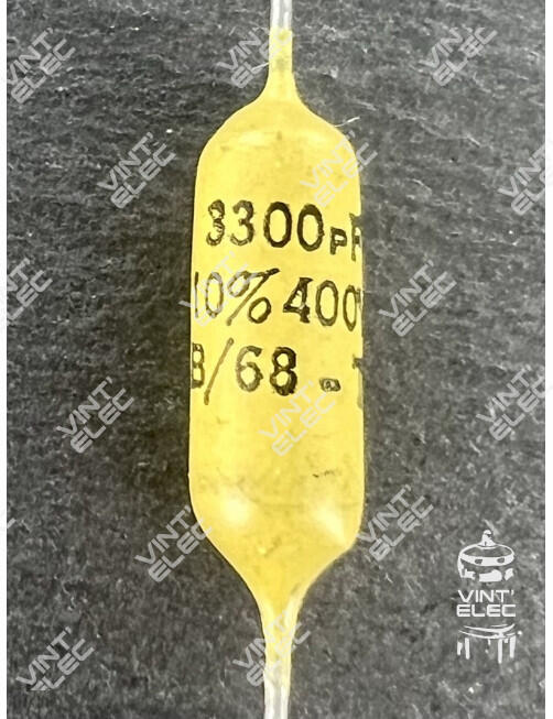 CONDENSATEUR MOUTARDE 3300PF 3.3NF 400V 10% -  Preprod - Tubes él...