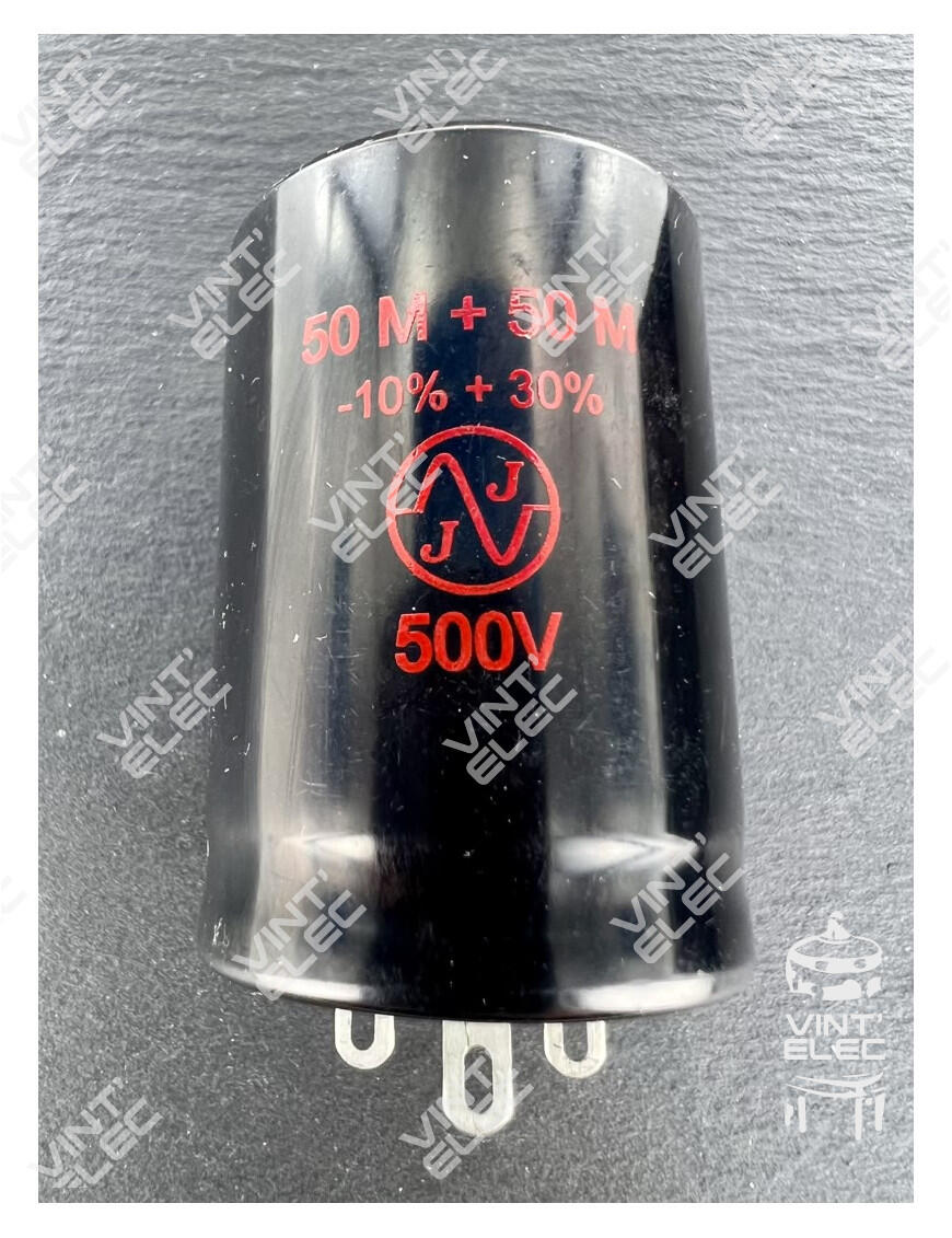 CONDENSATEUR 2X50MF 2X50UF 2X50µF 500V JJ ELECTRONIC -  Preprod -...