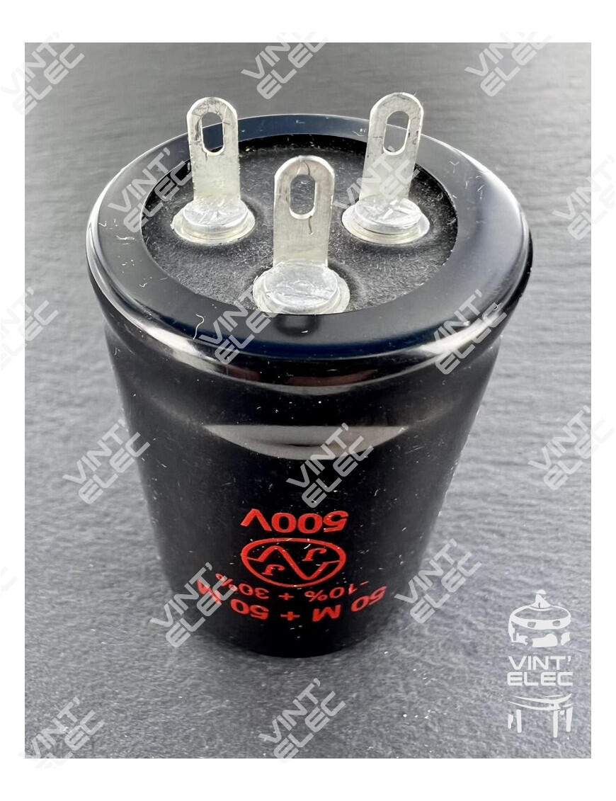CONDENSATEUR 2X50MF 2X50UF 2X50µF 500V JJ ELECTRONIC -  Preprod -...