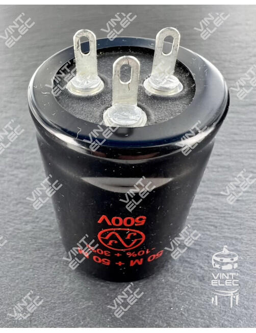 CONDENSATEUR 2X50MF 2X50UF 2X50µF 500V JJ ELECTRONIC -  Preprod -...