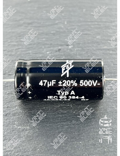 CONDENSATEUR 47MF 47UF 47µF 500V 20% F&T AXIAL TYPE A -  Preprod ...